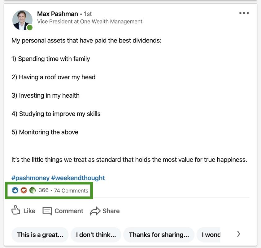 Good Example of Wealth Manager LinkedIn Post