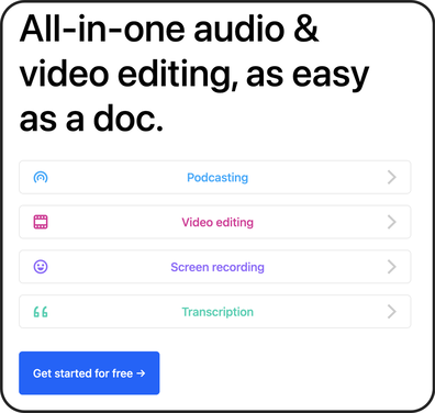 All in one audio and video editing as easy as a doc
