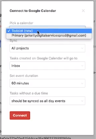Connect to Google Calendar Options